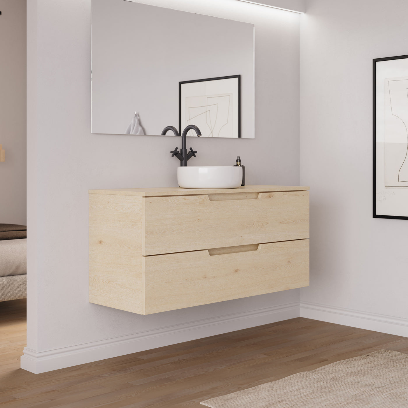 Ambiance meuble salle de bain SONRIZA 120cm calima vasque ares vue profil