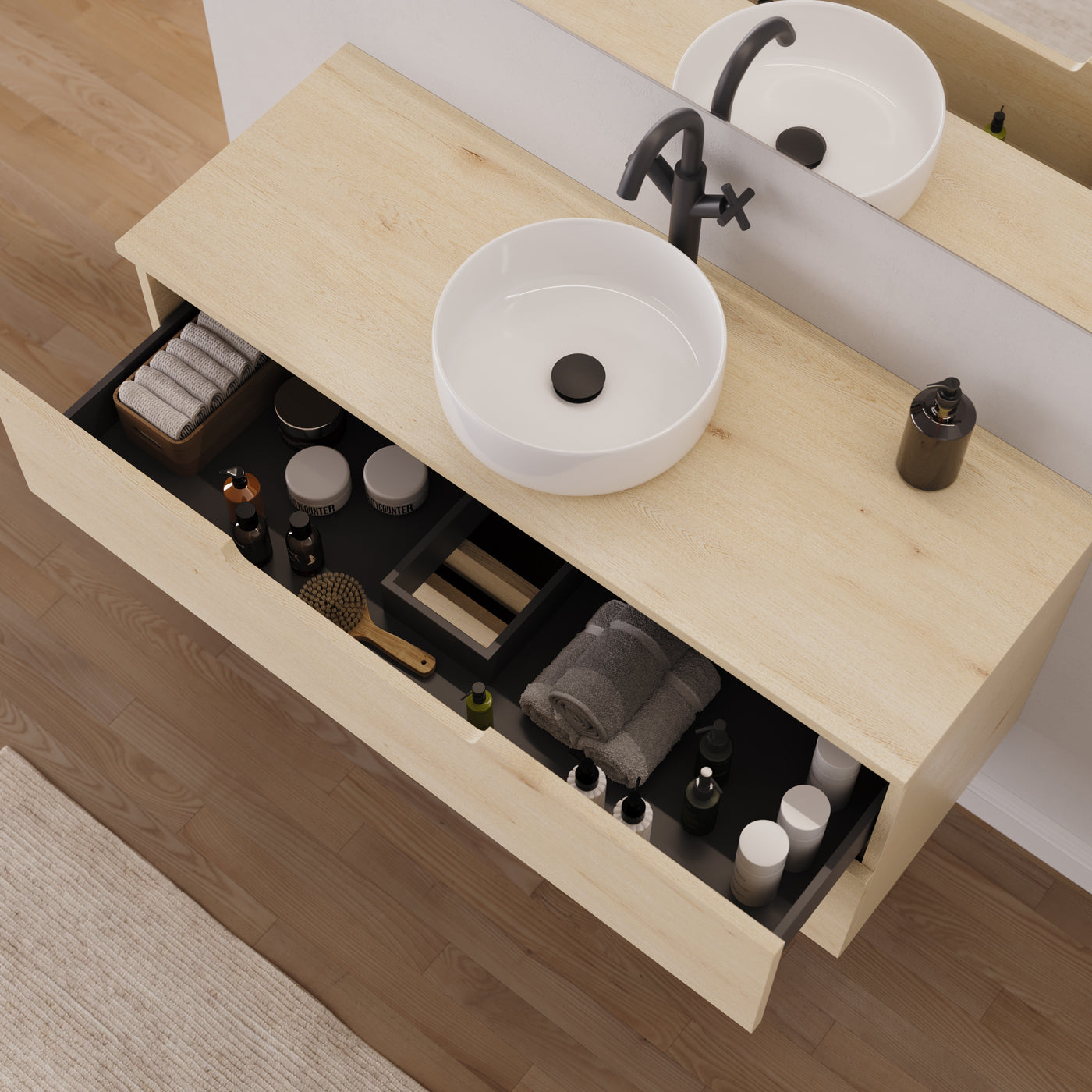 Meuble salle de bain SONRIZA 120cm calima vasque ares vue dessus