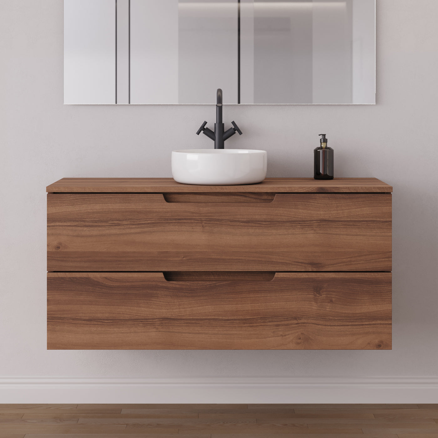 Meuble salle de bain SONRIZA 120cm noyer vasque ares