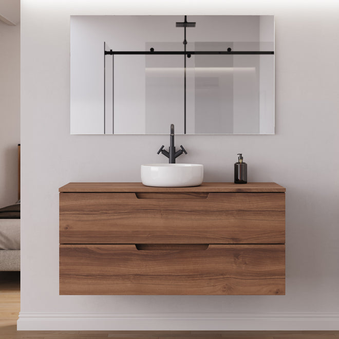 Meuble salle de bain SONRIZA 120cm noyer vasque ares miroir