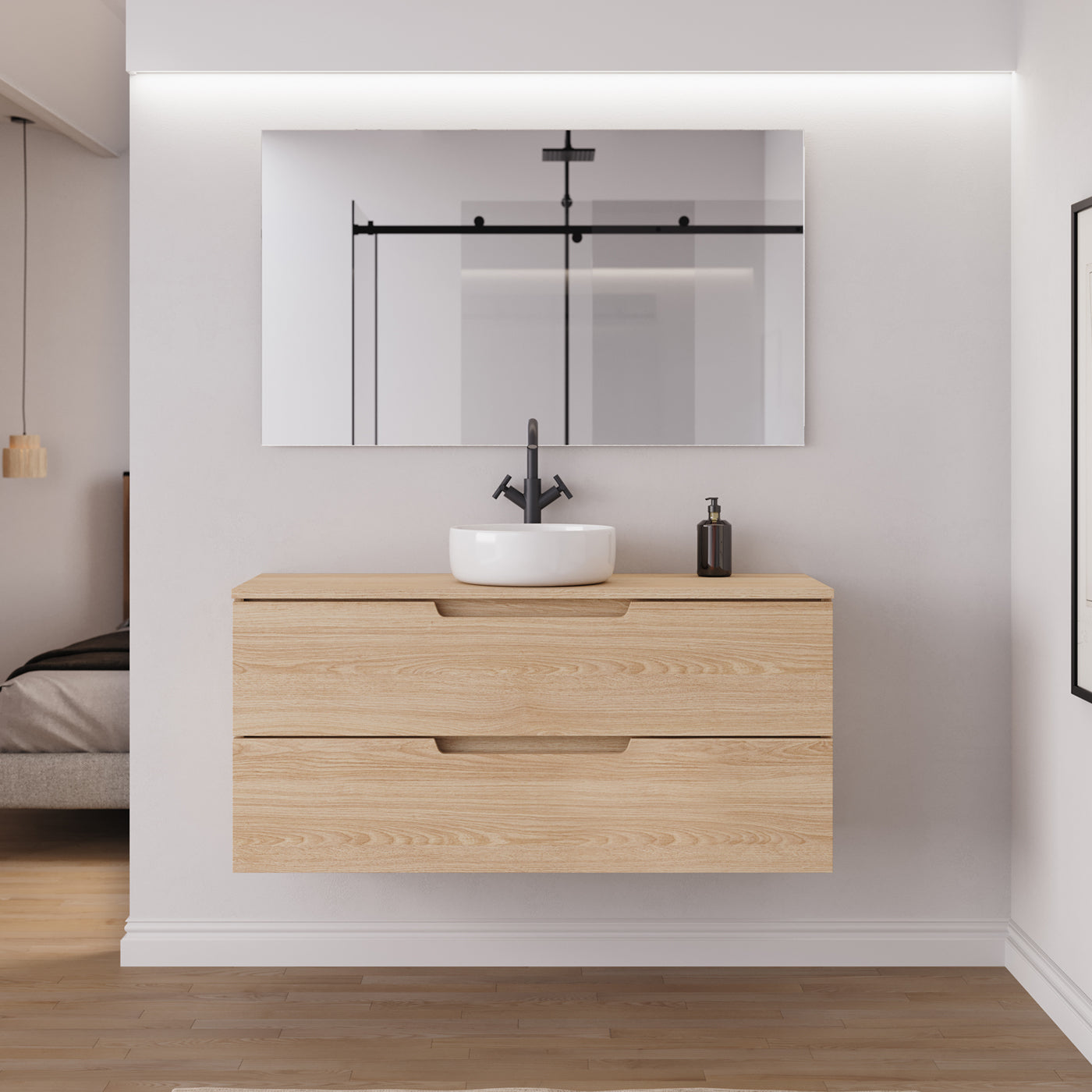 Ambiance meuble salle de bain SONRIZA 120cm roble era vasque ares 
