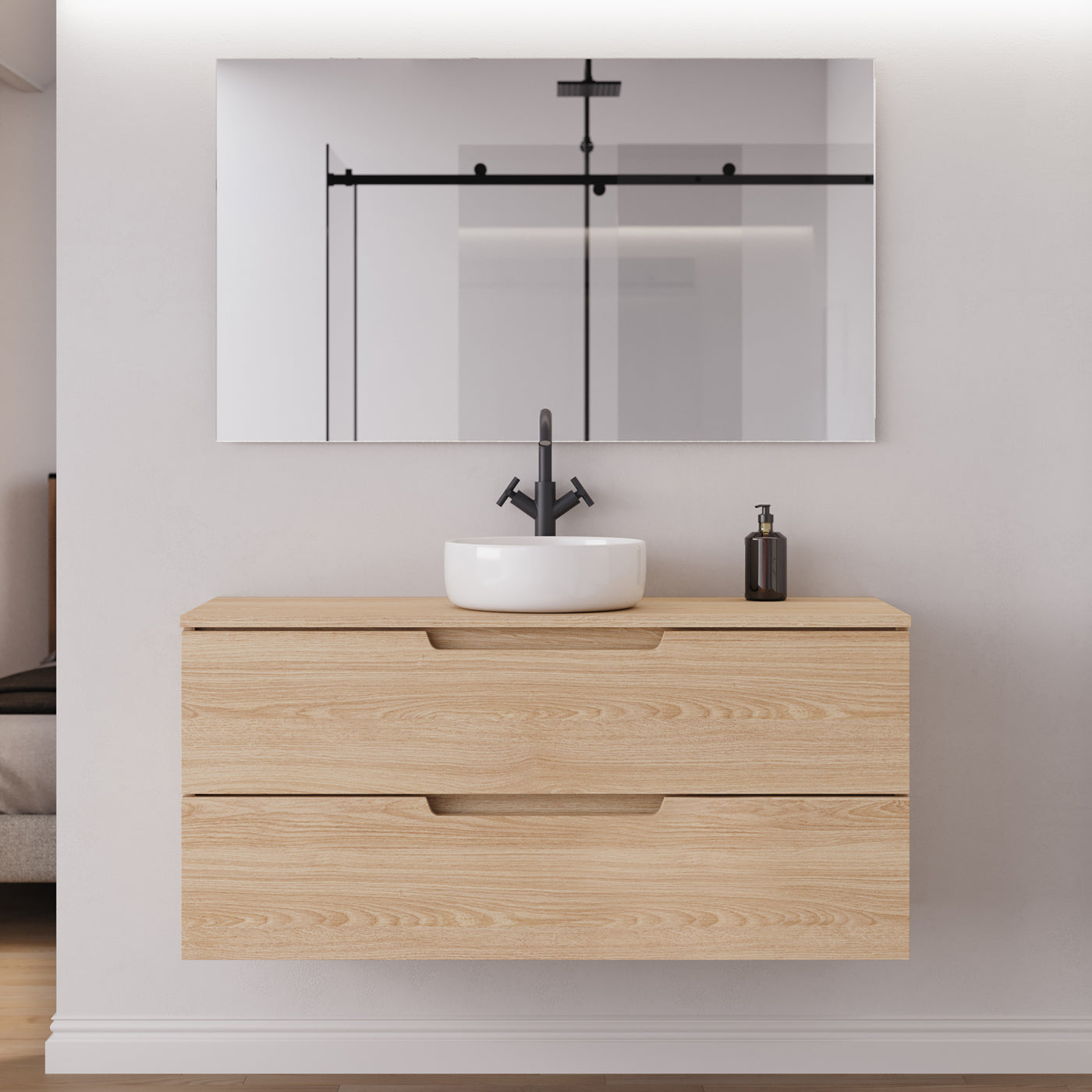 Meuble salle de bain SONRIZA 120cm roble era vasque ares miroir