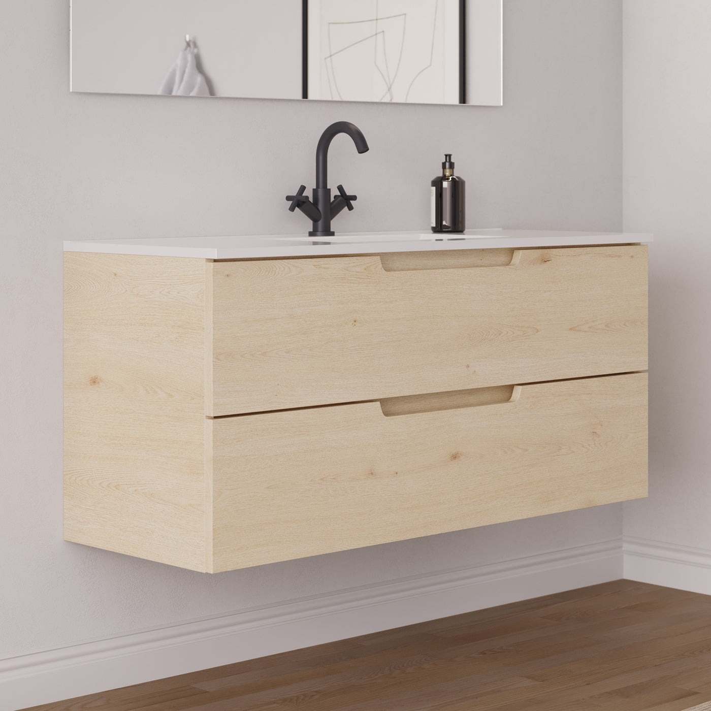 Meuble salle de bain SONRIZA 120cm calima vue profil