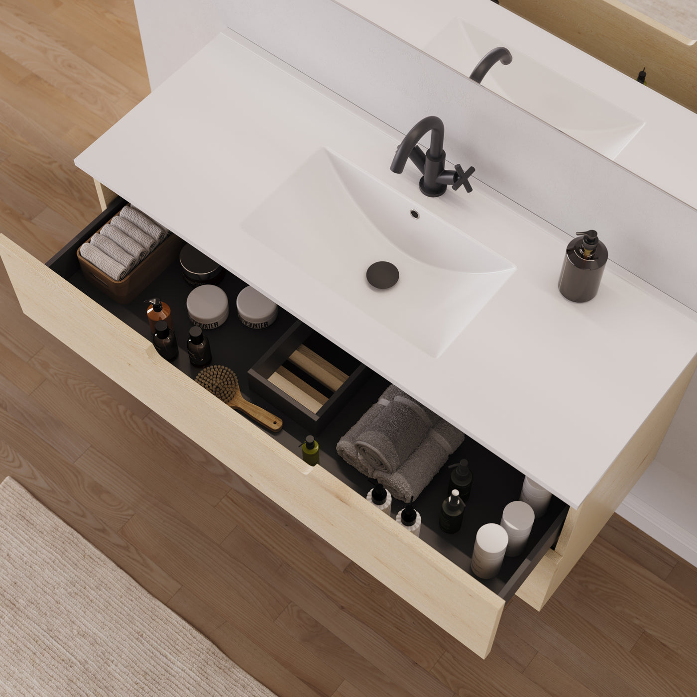 Meuble salle de bain SONRIZA 120cm calima vue dessus