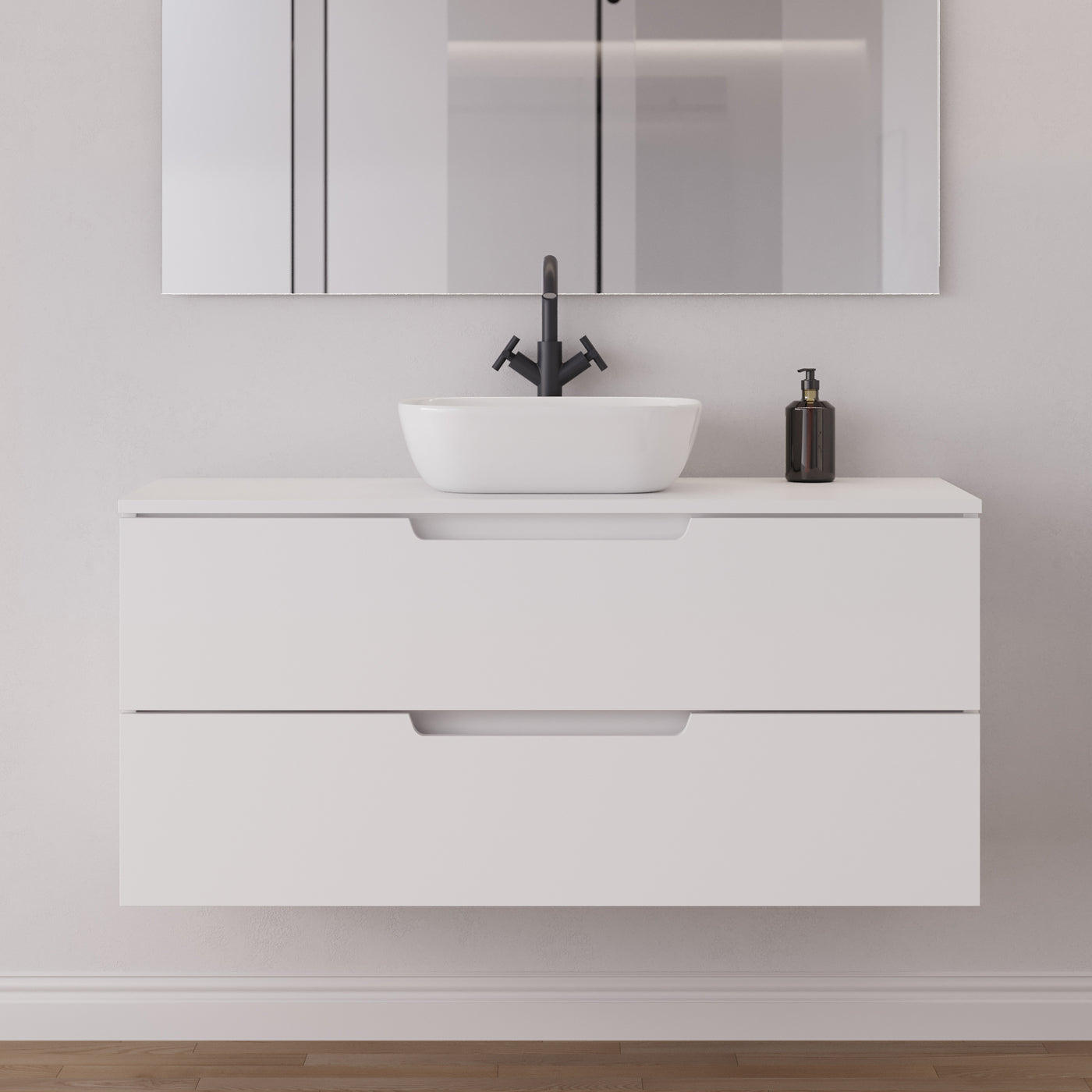 Meuble salle de bain SONRIZA 120cm blanc vasque zeus