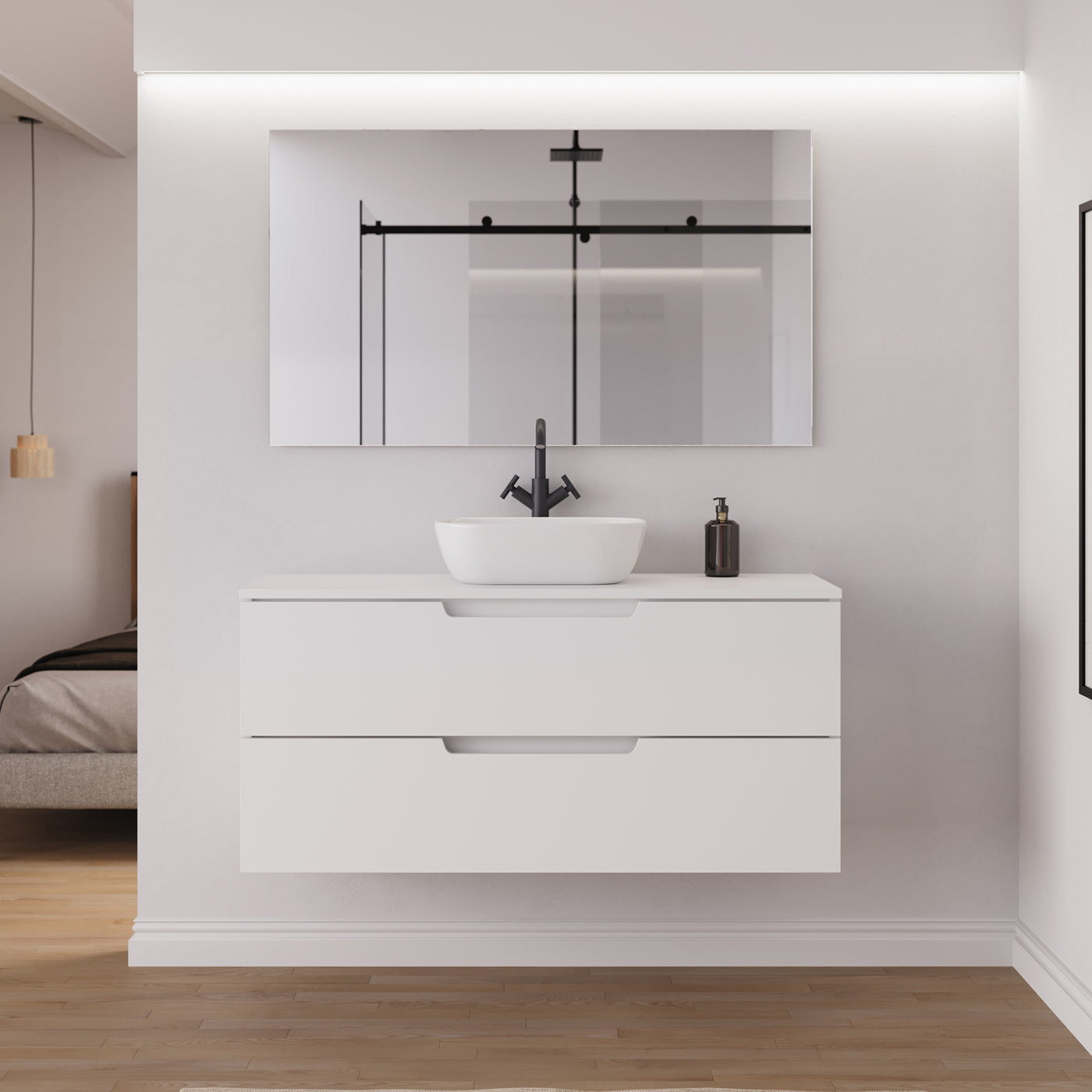 Ambiance meuble salle de bain SONRIZA 120cm blanc vasque zeus