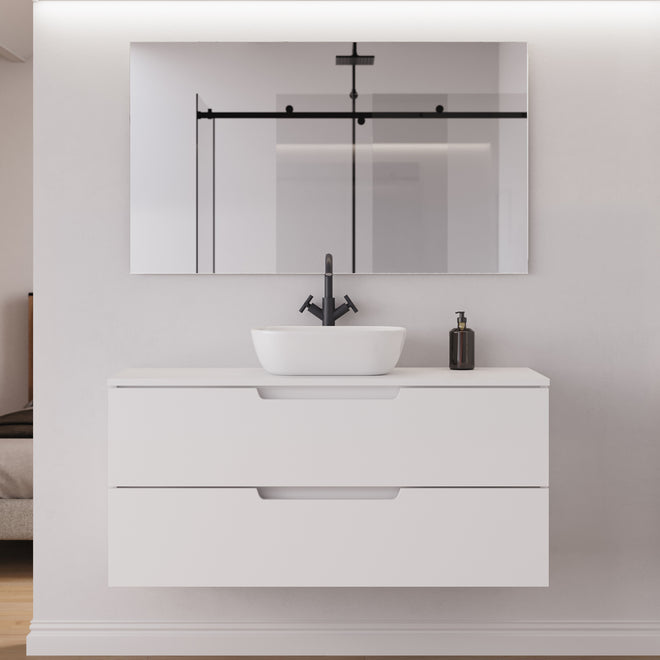 Meuble salle de bain SONRIZA 120cm blanc vasque zeus miroir