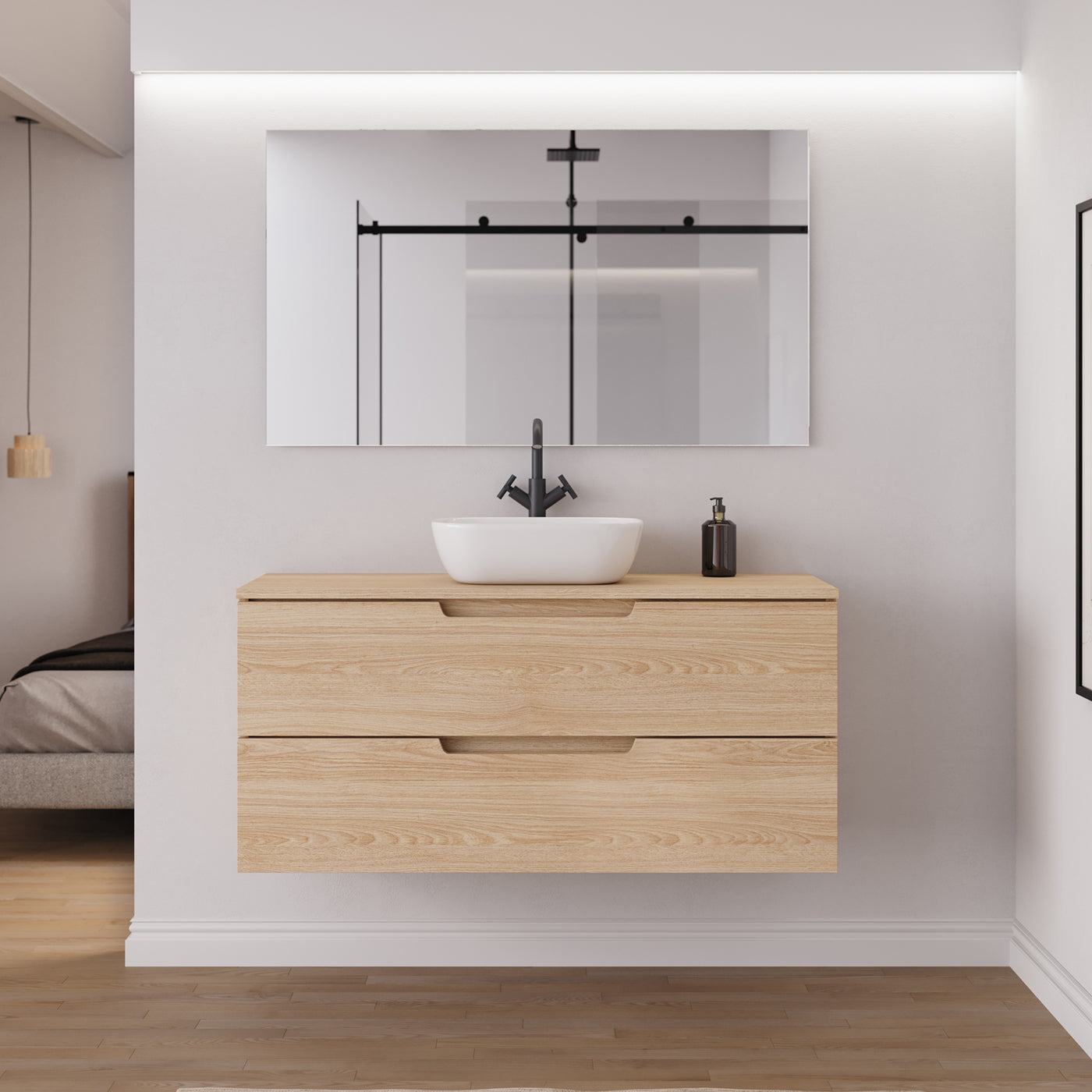 Ambiance meuble salle de bain SONRIZA 120cm roble era vasque zeus