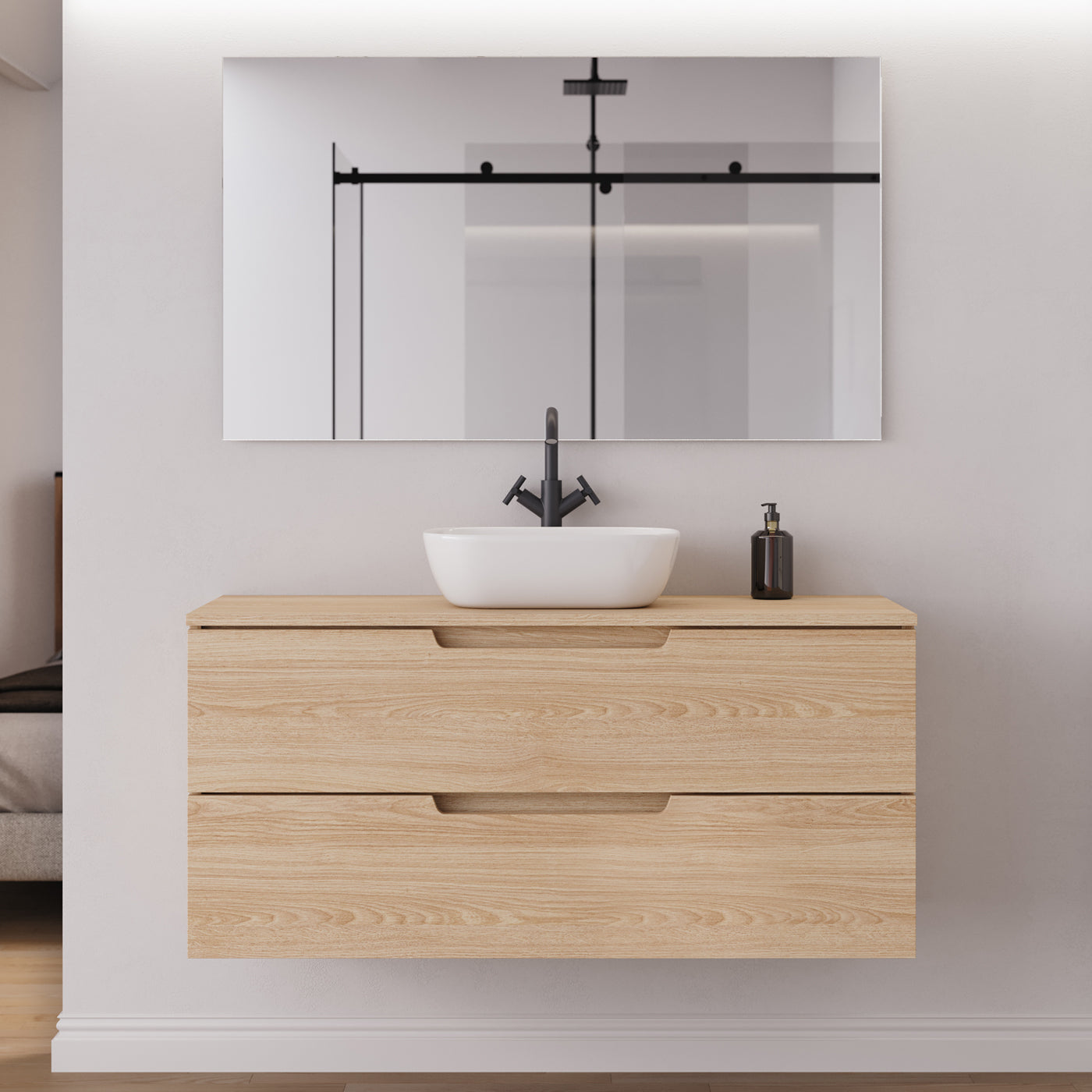 Meuble salle de bain SONRIZA 120cm roble era vasque zeus miroir