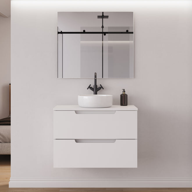 Meuble salle de bain SONRIZA 80cm blanc vasque ares miroir