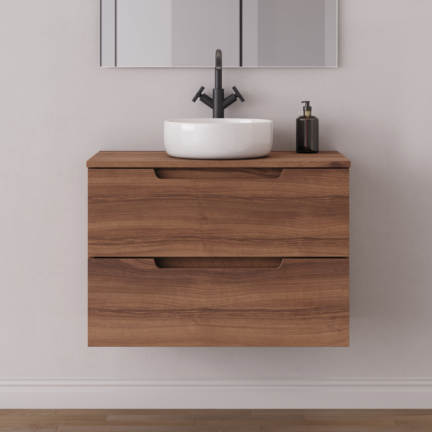 Meuble salle de bain SONRIZA 80cm noyer vasque ares