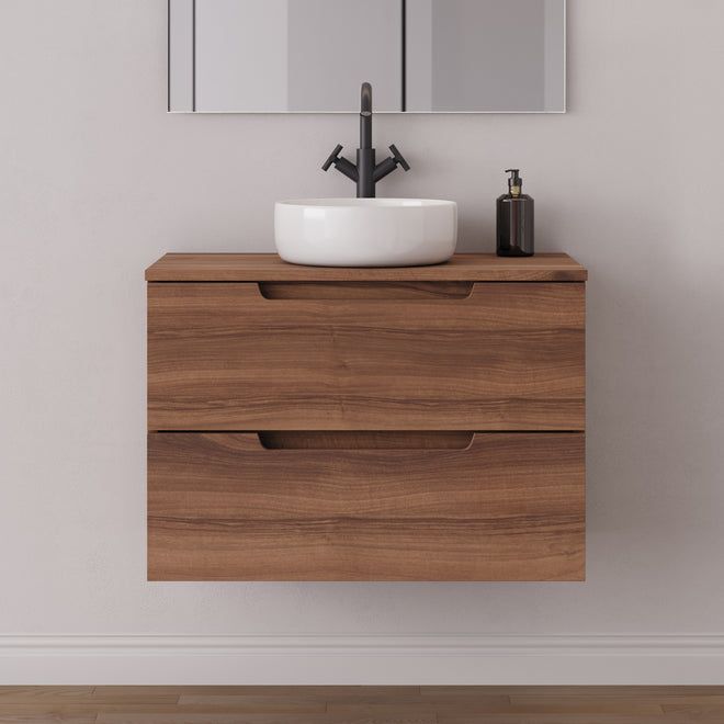 Meuble salle de bain SONRIZA 80cm noyer vasque ares