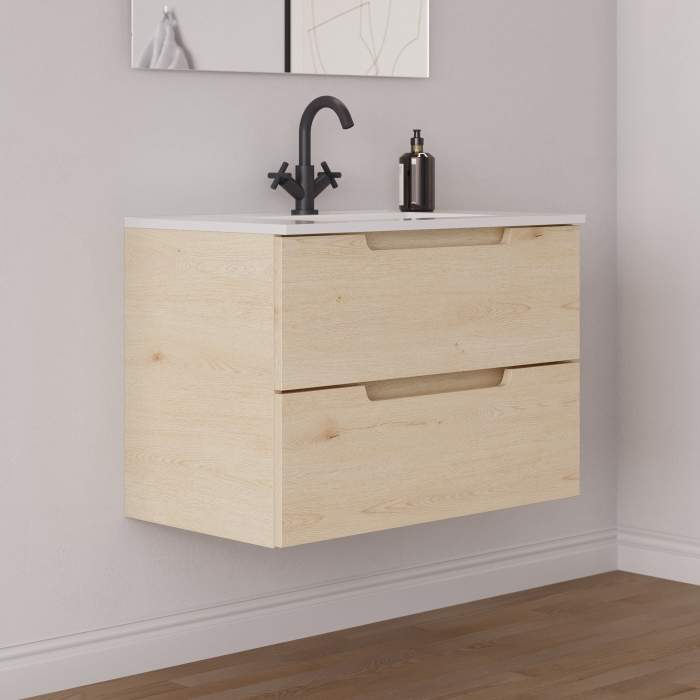 Meuble salle de bain SONRIZA 80cm calima vue profil