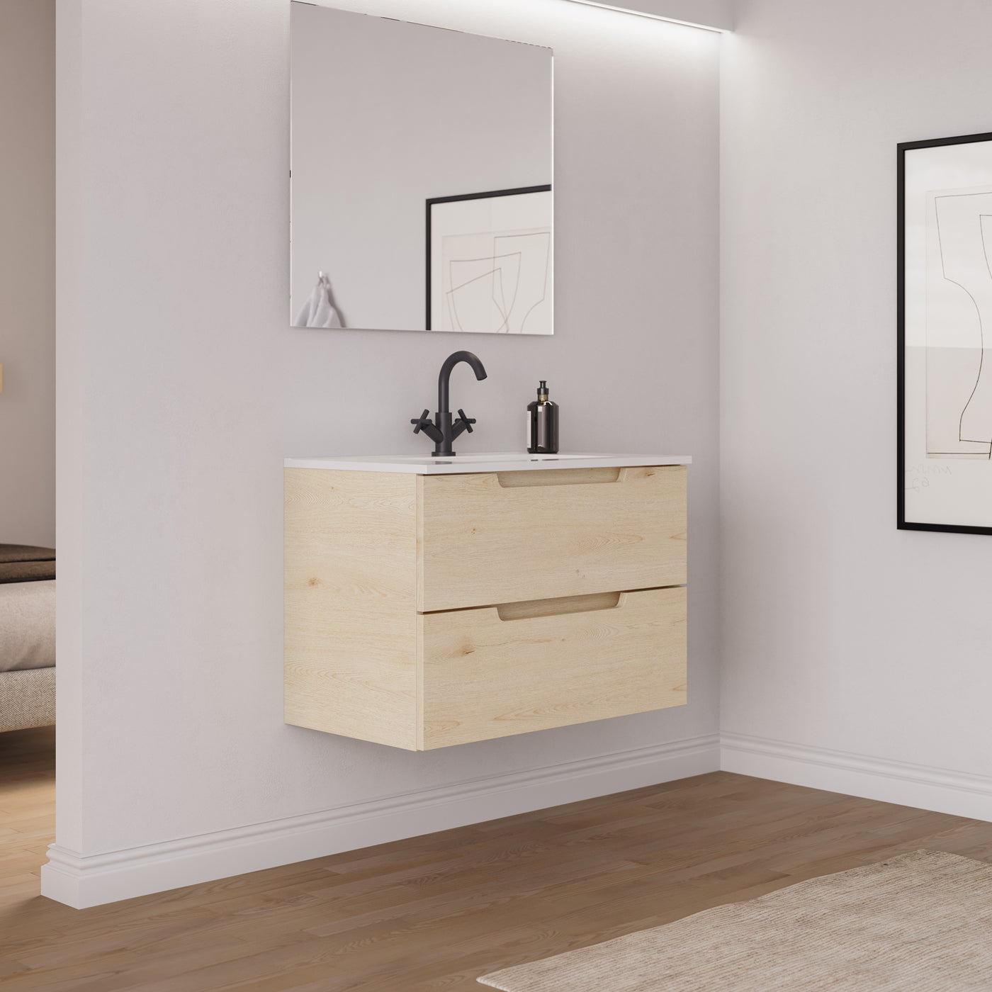 Ensemble Meuble salle de bain SONRIZA 80cm calima vue profil
