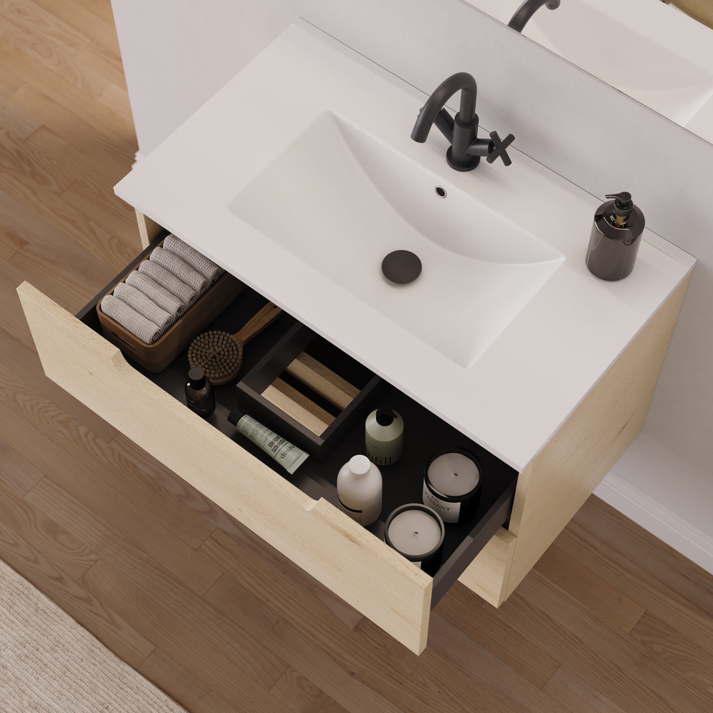 Meuble salle de bain SONRIZA 80cm calima vue dessus