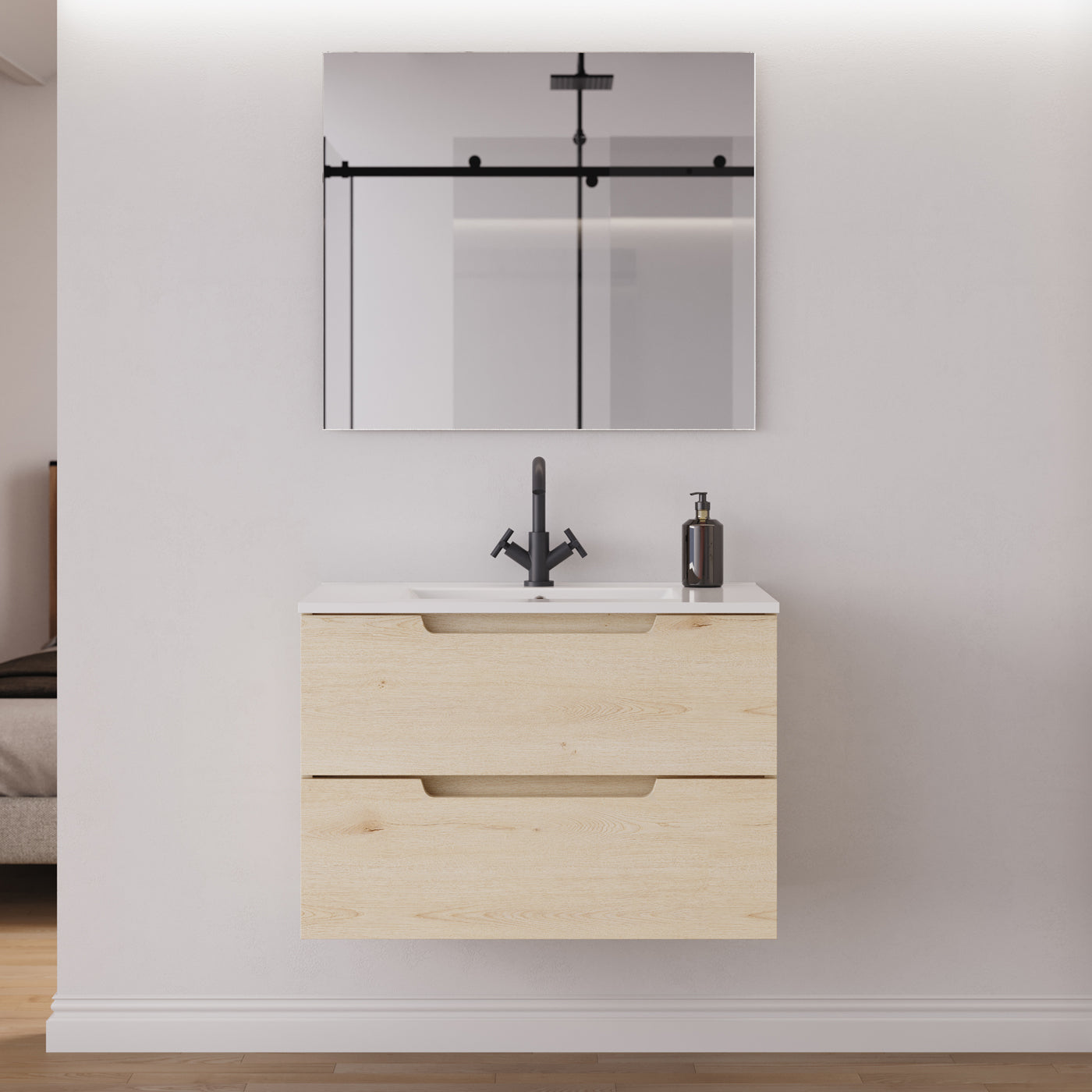 Meuble salle de bain SONRIZA 80cm calima miroir