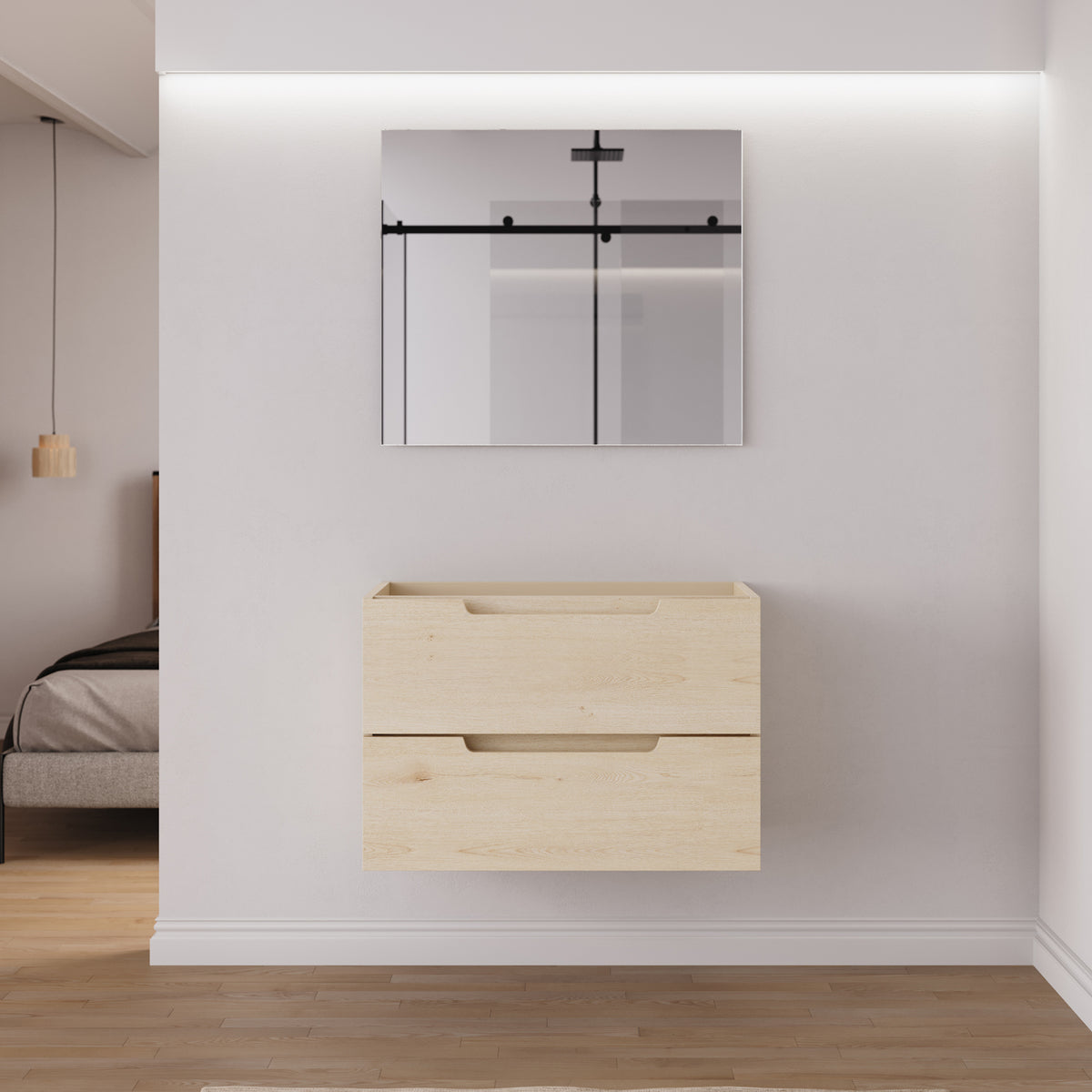 Meuble salle de bain sans vasque SONRIZA 80cm 2 tiroirs calima