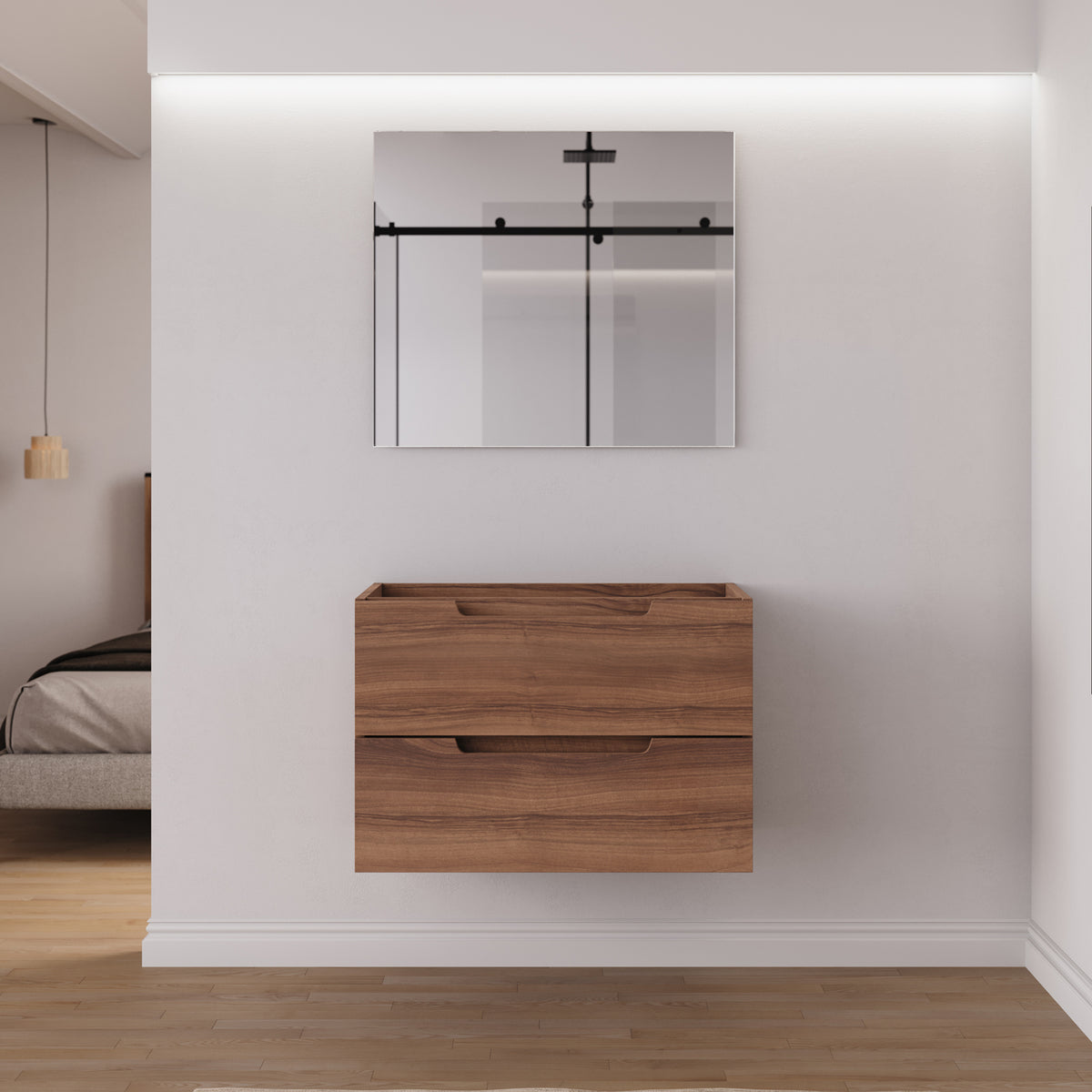 Meuble salle de bain sans vasque SONRIZA 80cm noyer