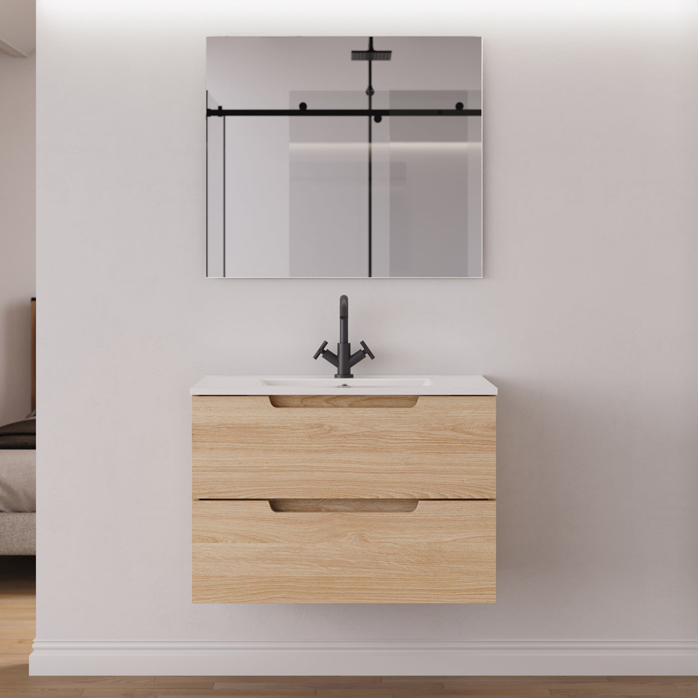 Meuble salle de bain SONRIZA 80cm roble era miroir