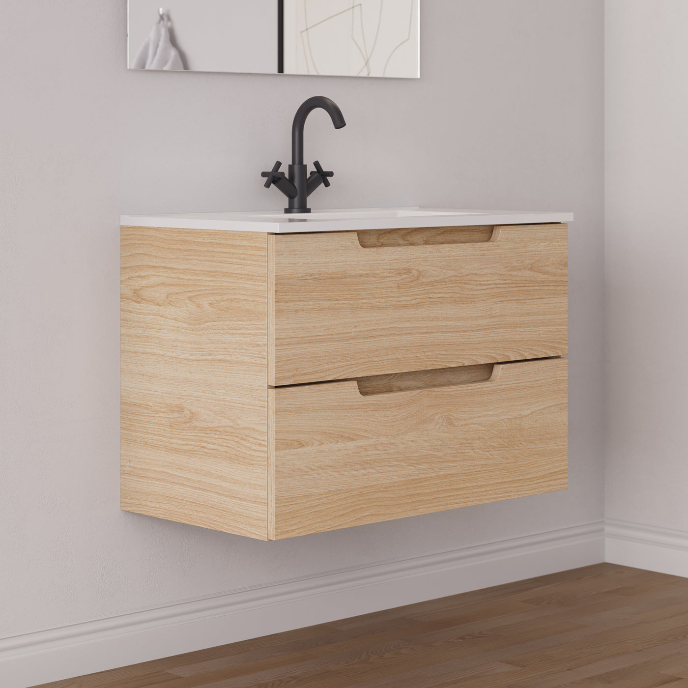 Meuble salle de bain SONRIZA 80cm roble era vue profil