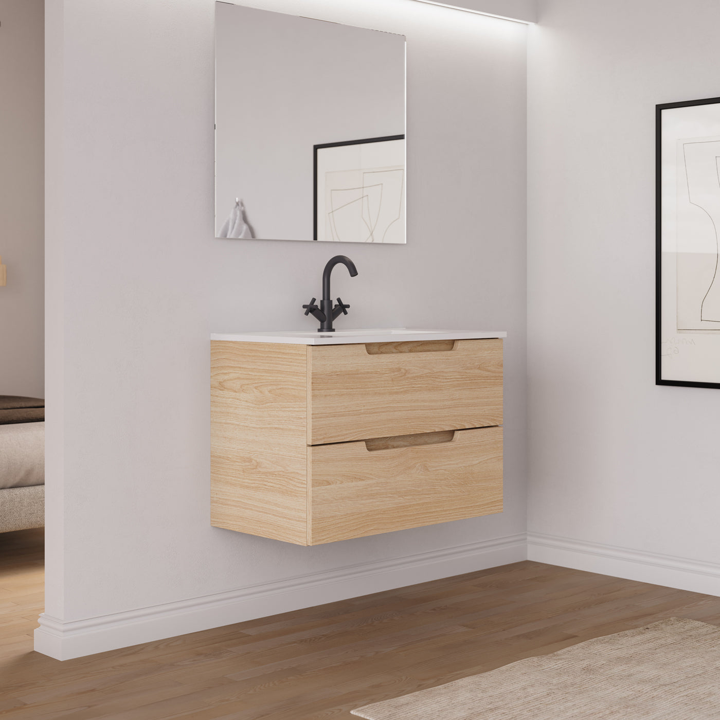 Ensemble Meuble salle de bain SONRIZA 80cm roble era vue profil