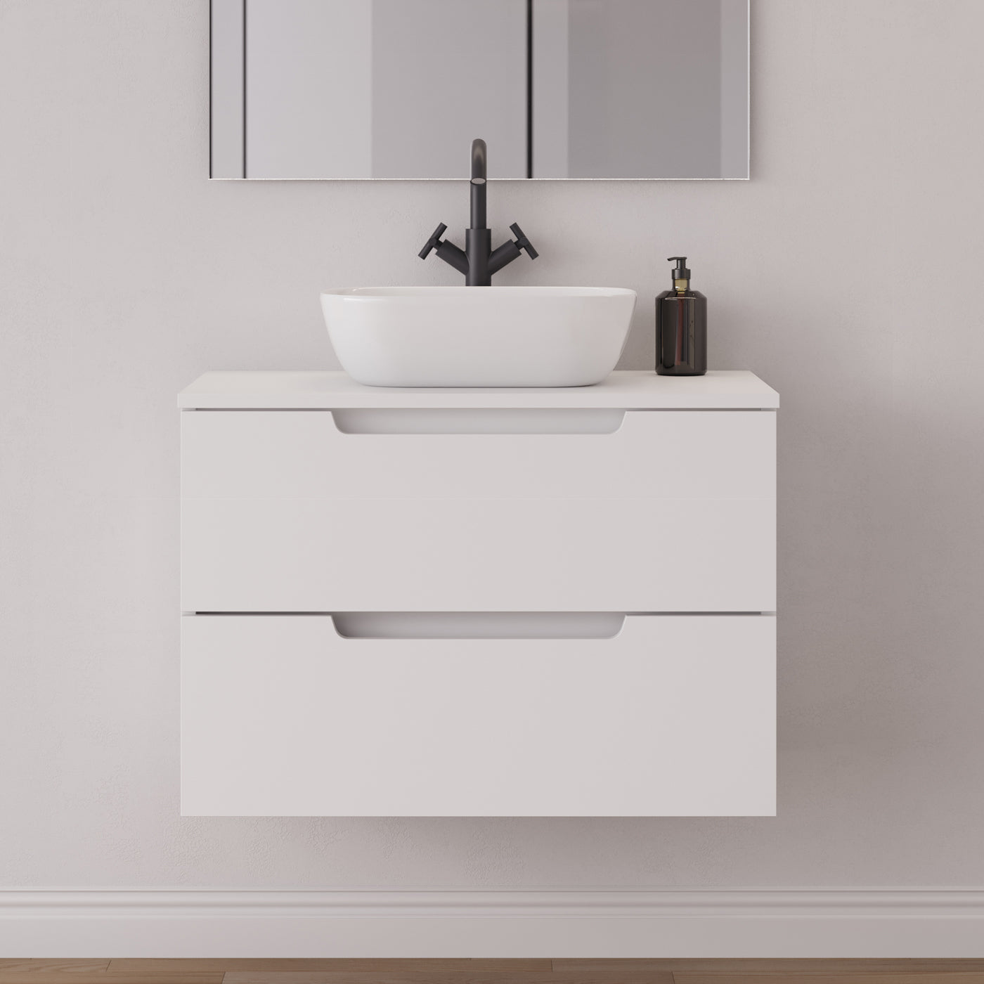 Meuble salle de bain SONRIZA 80cm blanc vasque zeus