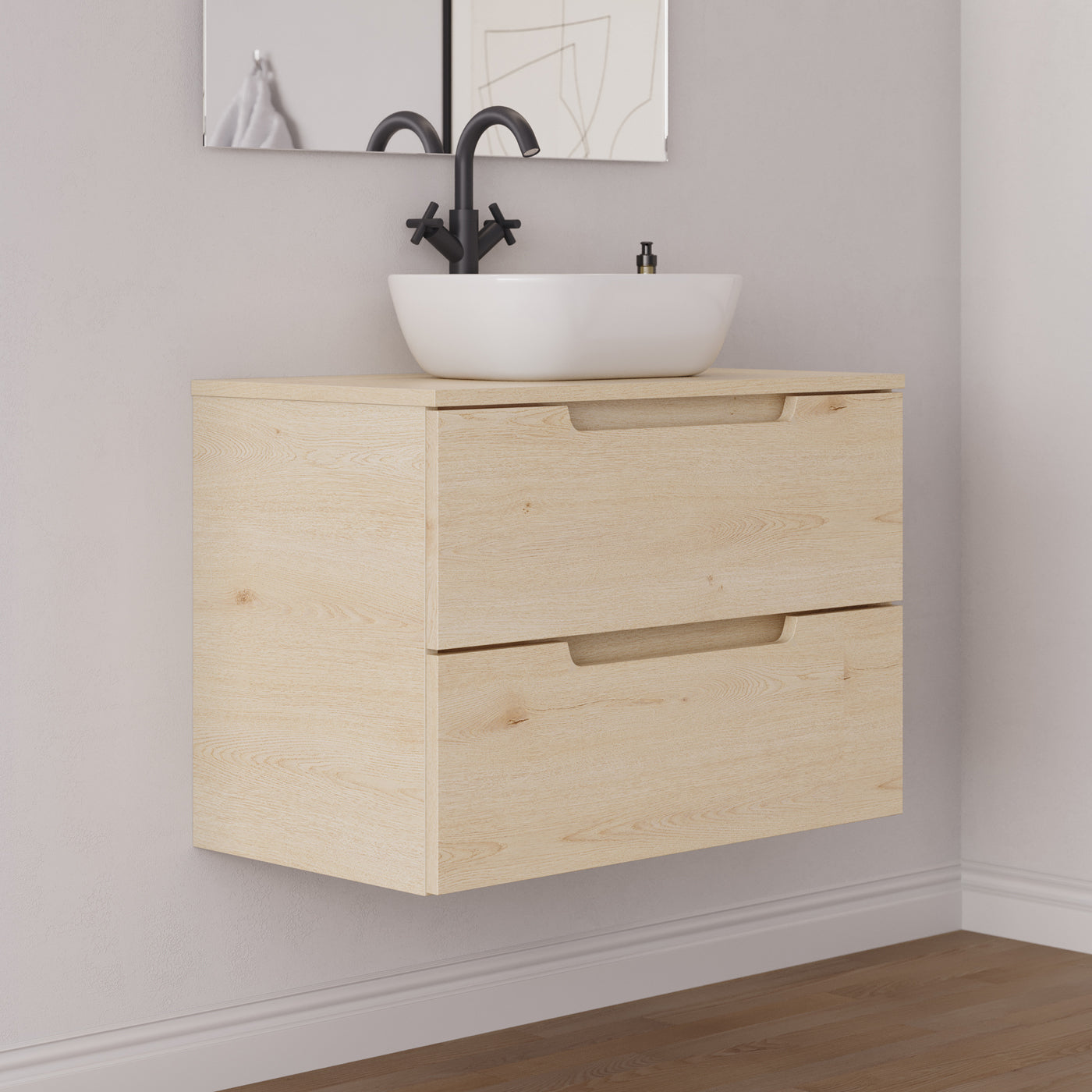 Meuble salle de bain SONRIZA 80cm calima vasque zeus vue profil