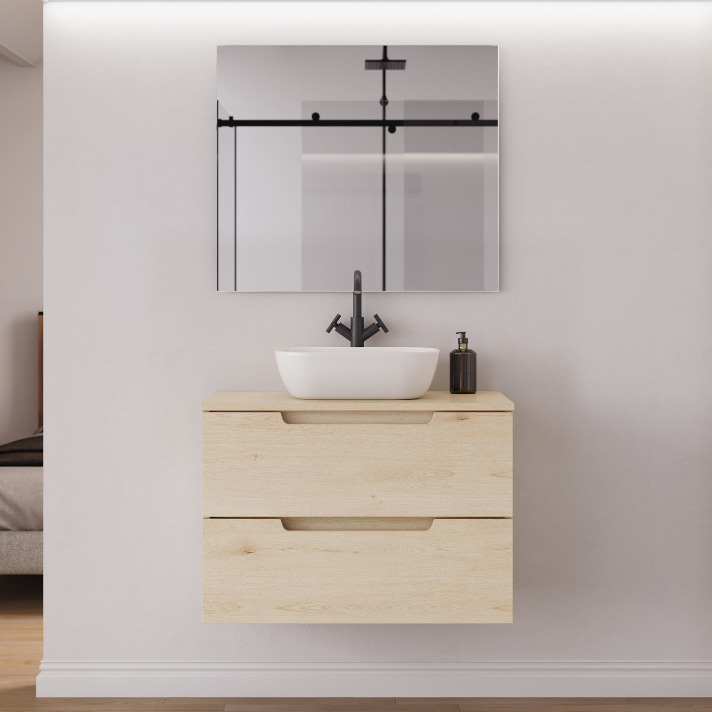Meuble salle de bain SONRIZA 80cm calima vasque zeus miroir