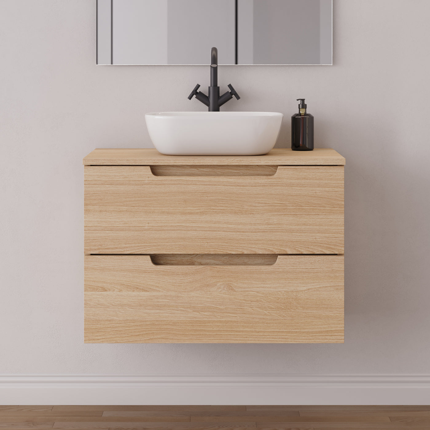 Meuble salle de bain SONRIZA 80cm roble era vasque zeus