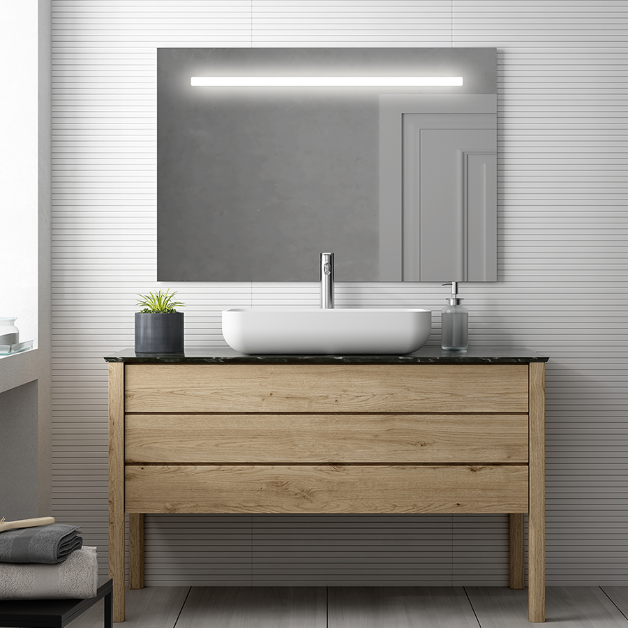 Miroir éclairage LED de salle de bain STAM avec interrupteur tactile - 100x80cm