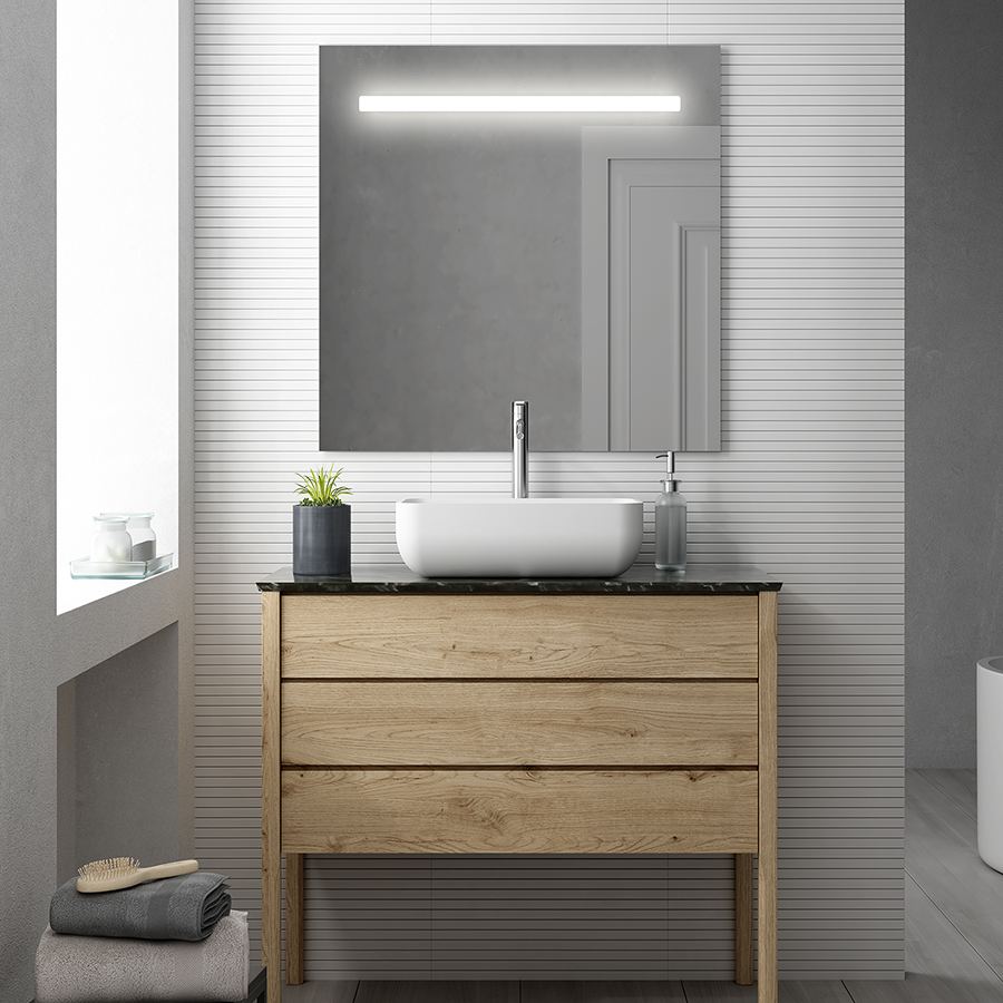 Miroir éclairage LED de salle de bain STAM avec interrupteur tactile - 70x80cm