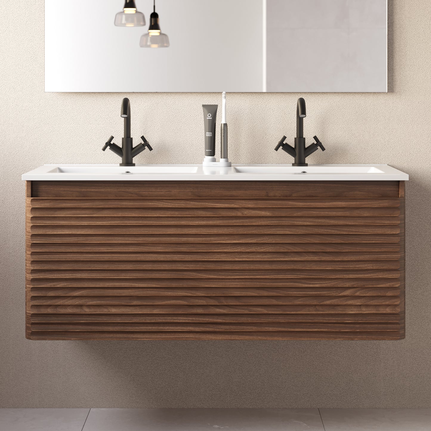 Meuble de salle de bain 120cm double vasque - 2 tiroirs - SUZA