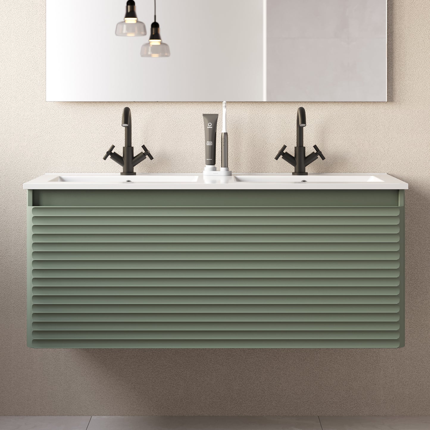 Meuble de salle de bain 120cm double vasque - 2 tiroirs - SUZA