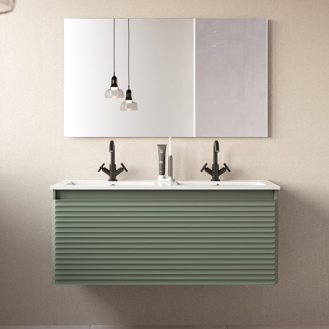 Meuble de salle de bain 120cm double vasque - 2 tiroirs - SUZA