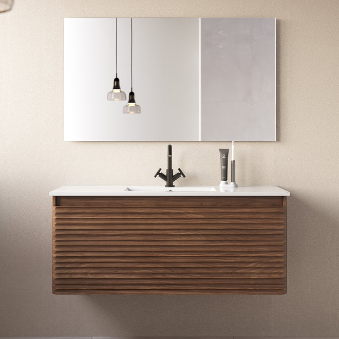 Meuble de salle de bain 120cm simple vasque - 2 tiroirs - SUZA