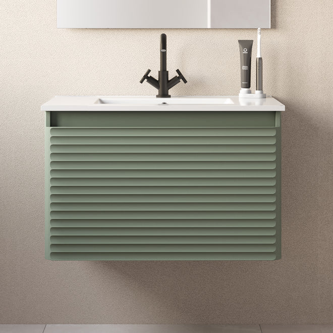 Meuble de salle de bain Suza 80 cm vert sans miroir