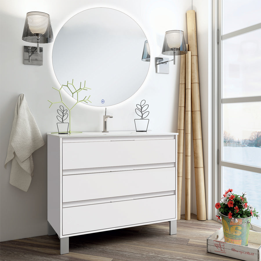 Meuble de salle de bain TIRIS 3C 80 blanc miroir Solen