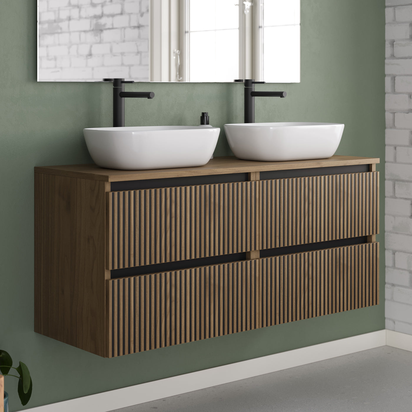 Meuble de salle de bain Veneria 120 140 cm vasque zeus nogal sans miroir2