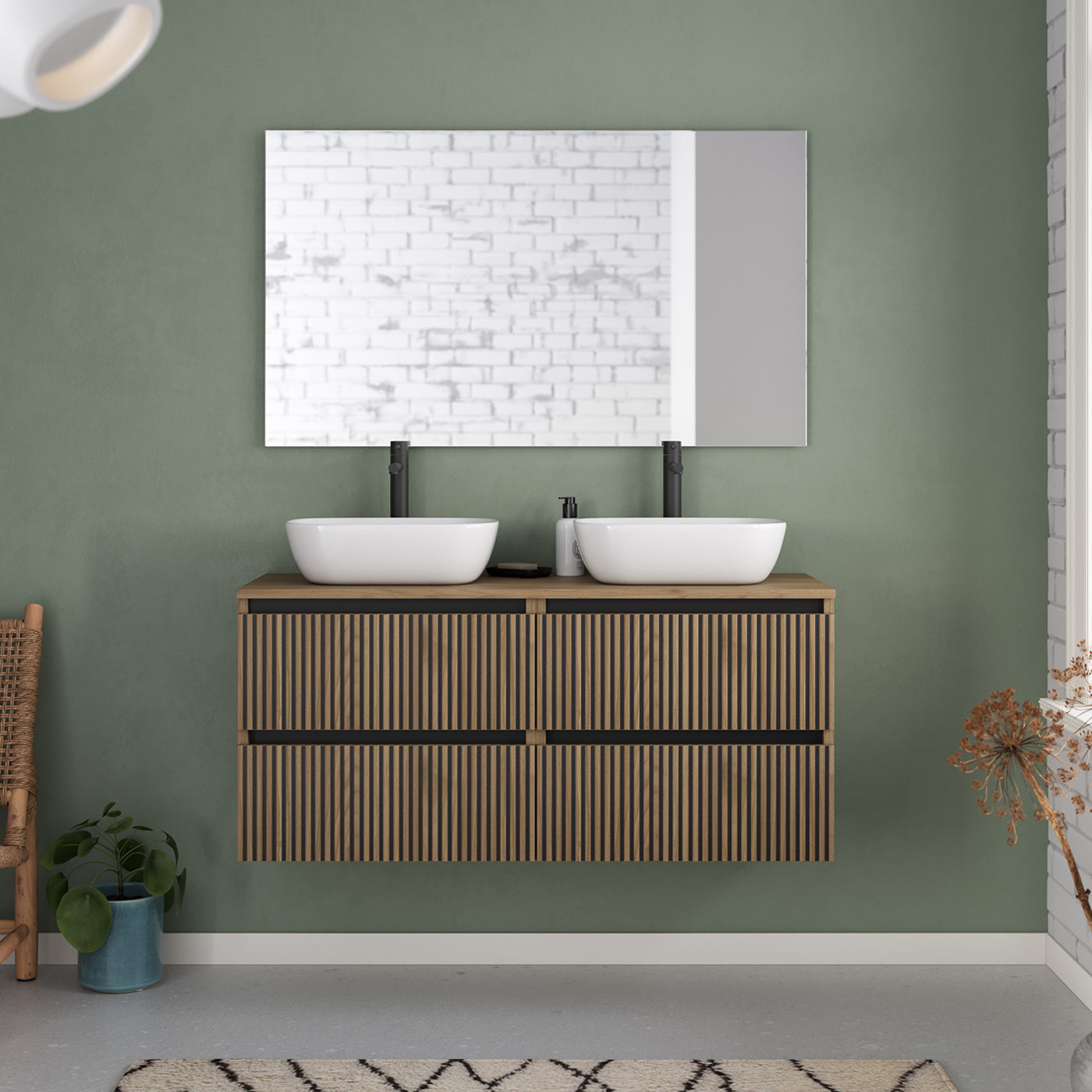 Meuble de salle de bain Veneria 120 140 cm vasque zeus nogal scene