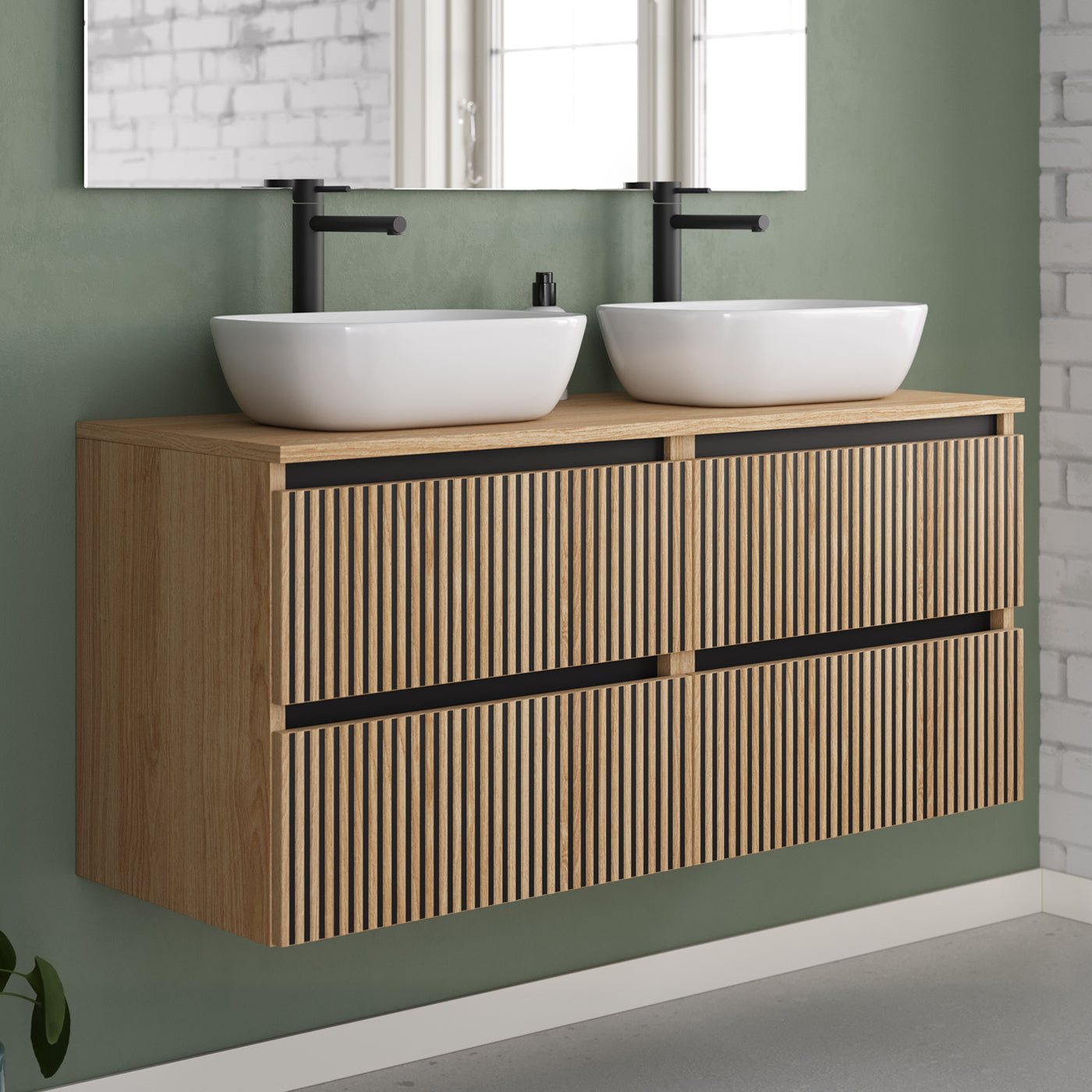 Meuble de salle de bain Veneria 120 140 cm vasque zeus roble era sans miroir