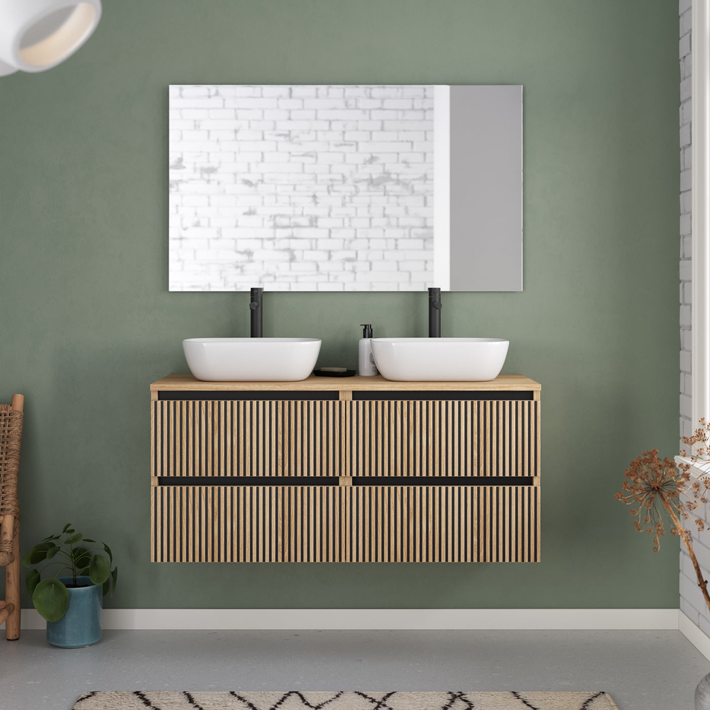 Meuble de salle de bain Veneria 120 140 cm vasque zeus roble era scene