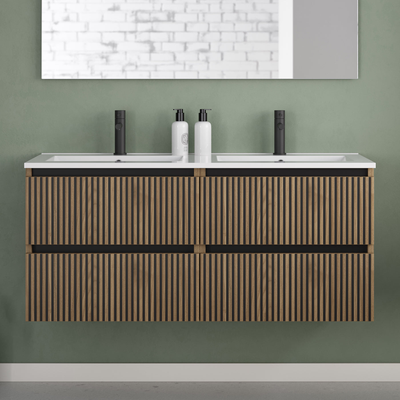 Meuble de salle de bain 120cm double vasque - 4 tiroirs - VENERIA