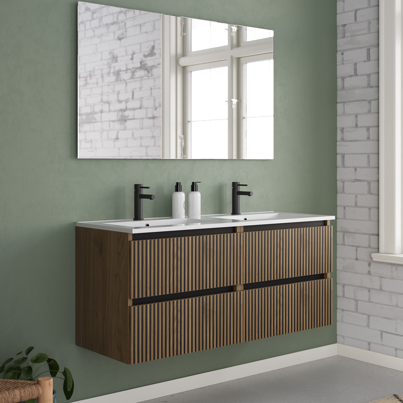 Meuble de salle de bain 120cm double vasque - 4 tiroirs - VENERIA