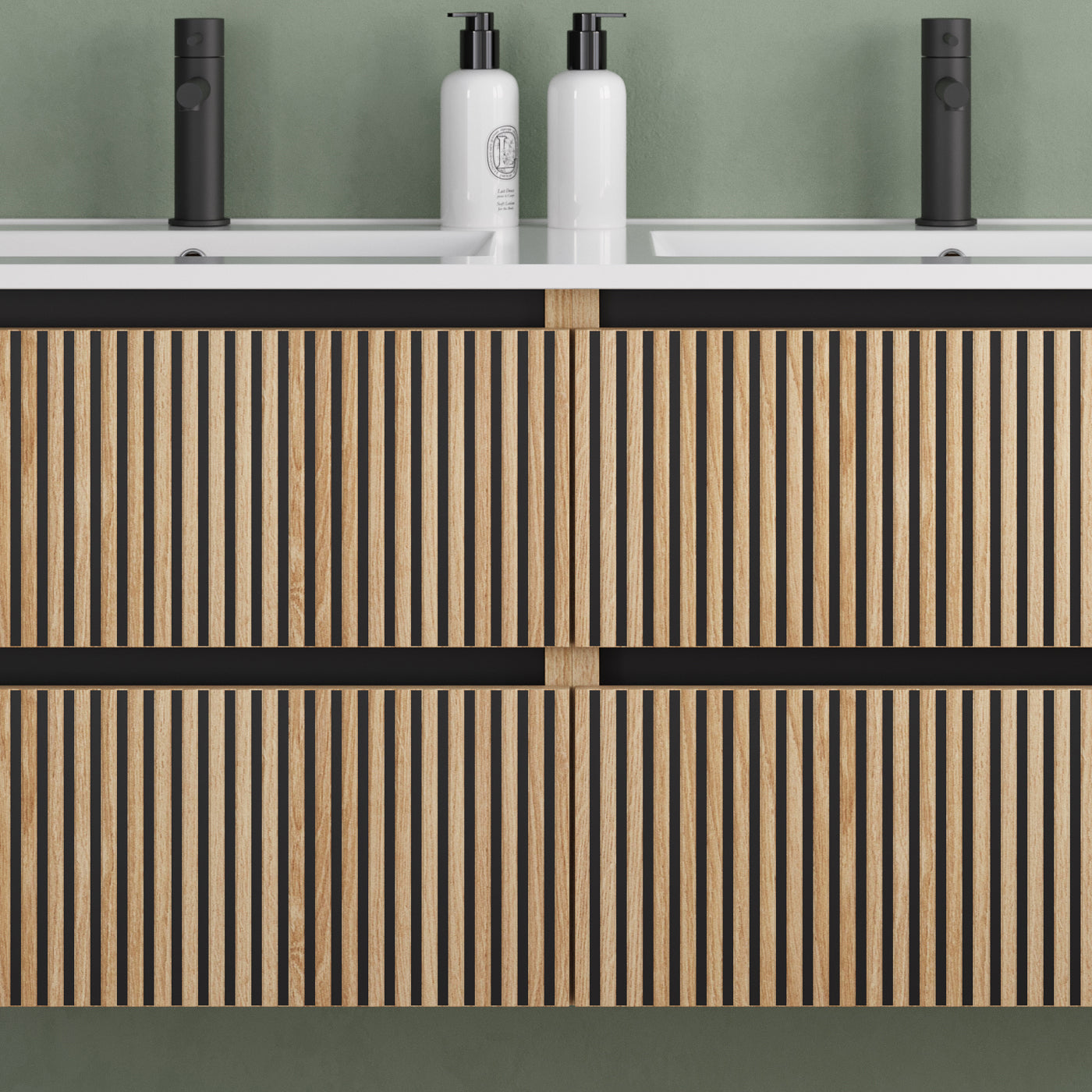 Meuble de salle de bain 120cm double vasque - 4 tiroirs - VENERIA