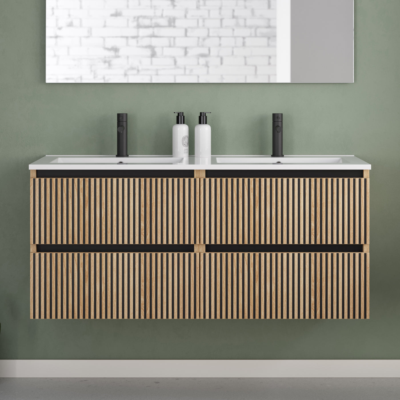 Meuble de salle de bain 120cm double vasque - 4 tiroirs - VENERIA
