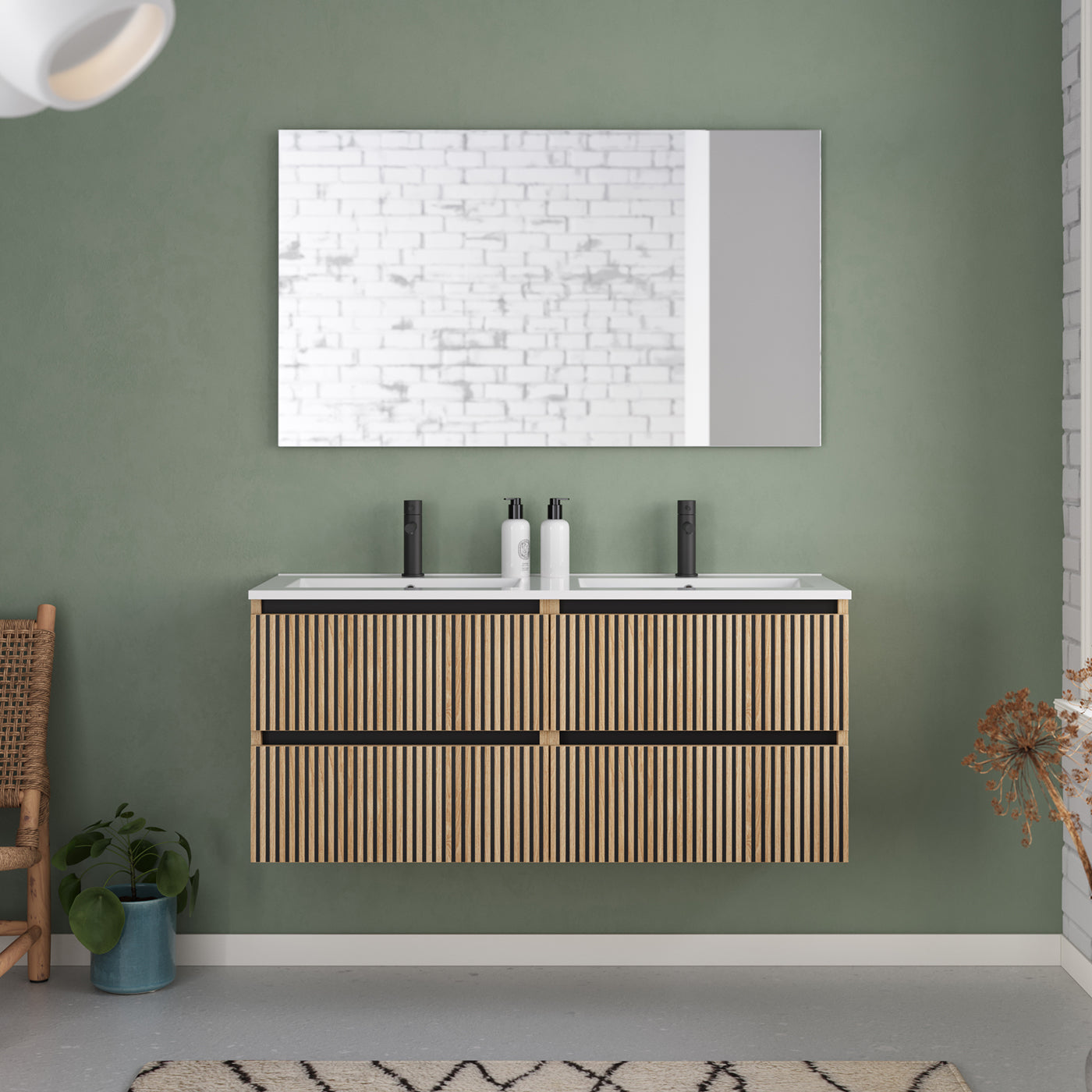 Meuble de salle de bain 120cm double vasque - 4 tiroirs - VENERIA