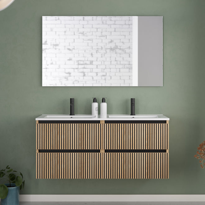 Meuble de salle de bain 140cm double vasque - 4 tiroirs - VENERIA