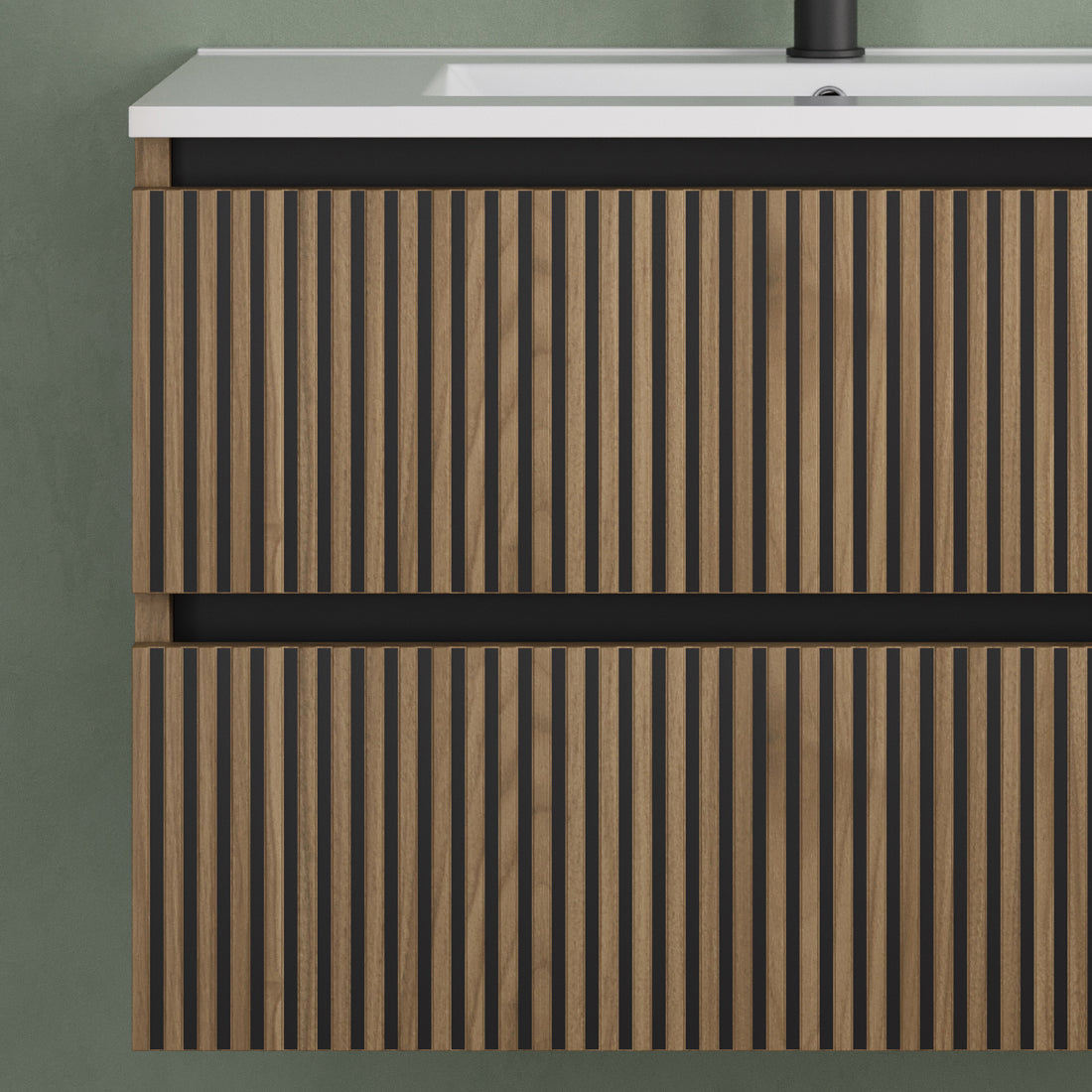 Meuble de salle de bain 70cm simple vasque - 2 tiroirs - sans miroir - VENERIA