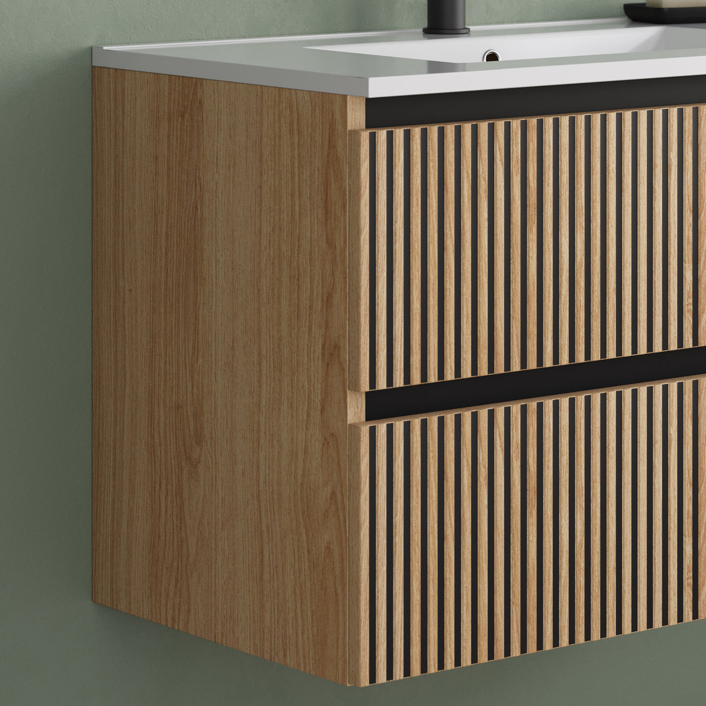 Meuble de salle de bain 70cm simple vasque - 2 tiroirs - sans miroir - VENERIA