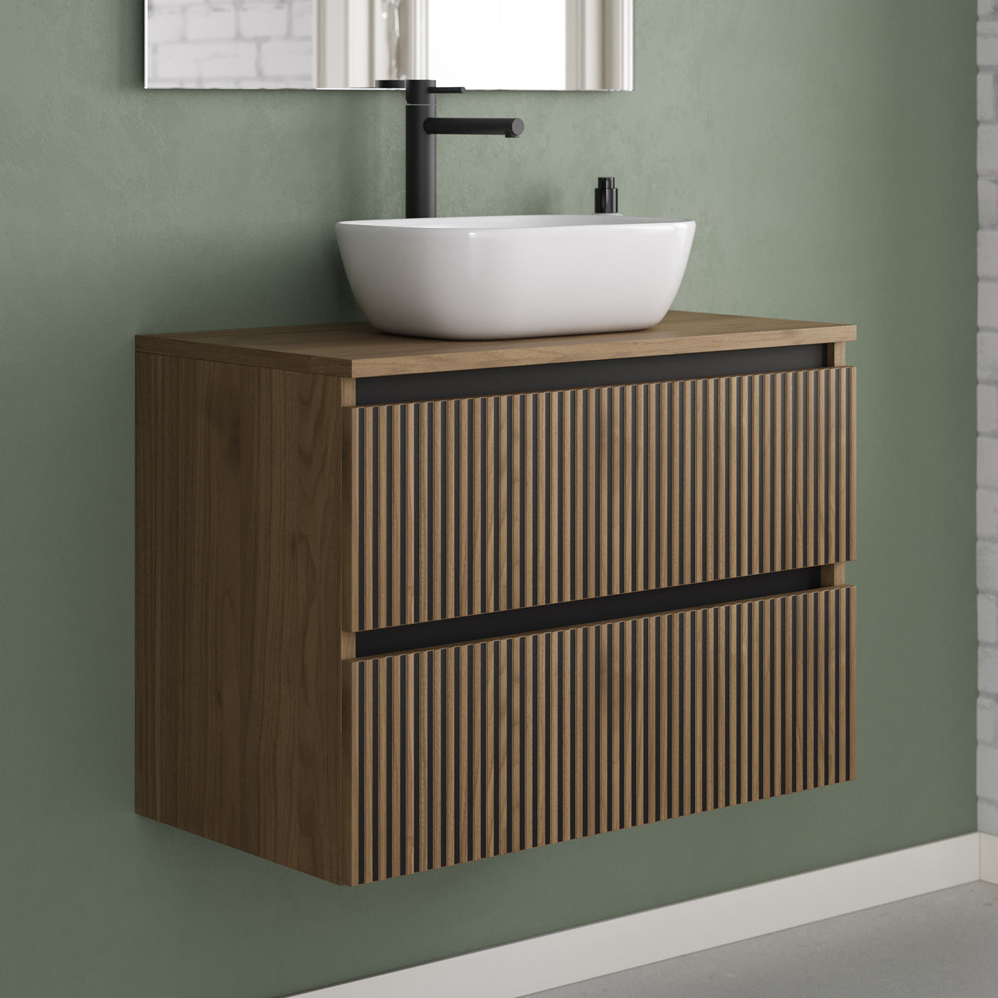 Meuble de salle de bain Veneria 60 70 cm nogal vasque zeus sans miroir 1